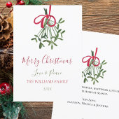 Waterverf Kerst Mistletoe Elegant Botanisch Feestdagenkaart