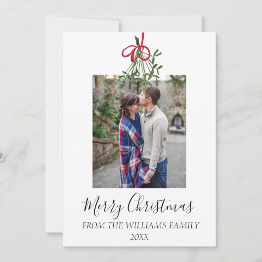 Waterverf Kerst Mistletoe Foto Botanisch Feestdagenkaart (Voorkant)