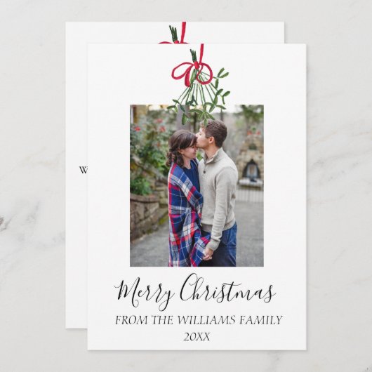 Waterverf Kerst Mistletoe Foto Botanisch Feestdagenkaart (Voorkant / Achterkant)