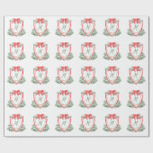Waterverf Kerst Monogram Crest Cadeaupapier (Vlak)