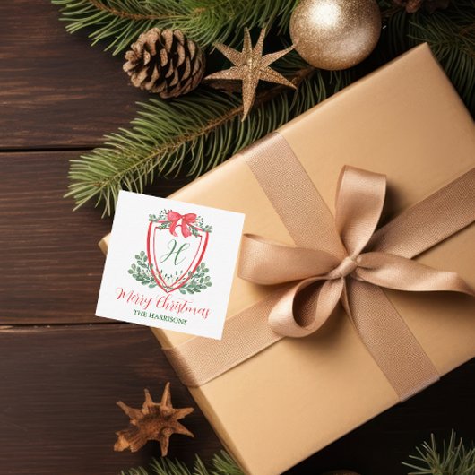 Waterverf Kerst Monogram Crest Gift Enclosure Notitiekaartje