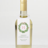 Waterverf Kerst Monogram Gestreepte Bow Krans Flessenhanger
