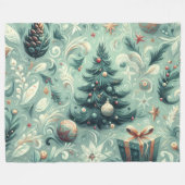 Waterverf Kerst Motief Vakantie Whimsy Groen Fleece Deken (Voorkant (Horizontaal))