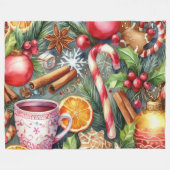 Waterverf Kerst Motieven Vakantie Fleece Deken (Voorkant (Horizontaal))