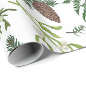 Waterverf Kerst Natuur & Bos Illustratie Cadeaupapier (Rol Hoek)