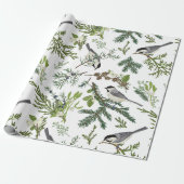 Waterverf Kerst Natuur Bos Illustratie Cadeaupapier (Uitgerold)