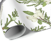 Waterverf Kerst Natuur Bos Illustratie Cadeaupapier (Rol Hoek)