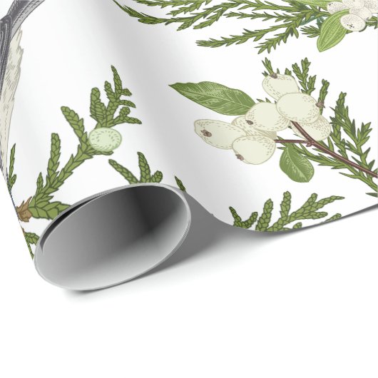 Waterverf Kerst Natuur Bos Illustratie Cadeaupapier (Rol Hoek)