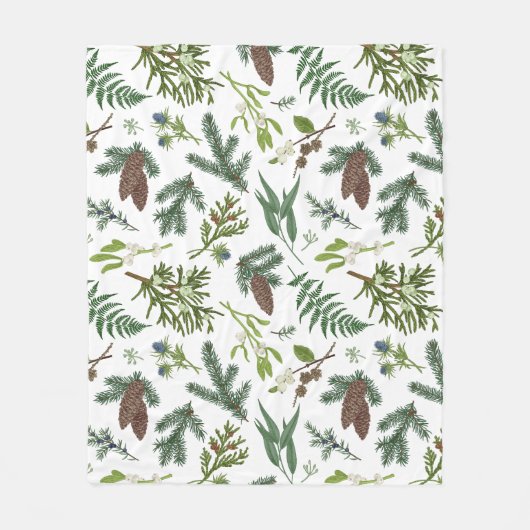 Waterverf Kerst Natuur & Bos Illustratie Fleece Deken (Voorkant)