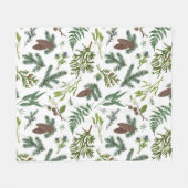 Waterverf Kerst Natuur & Bos Illustratie Fleece Deken (Voorkant (Horizontaal))