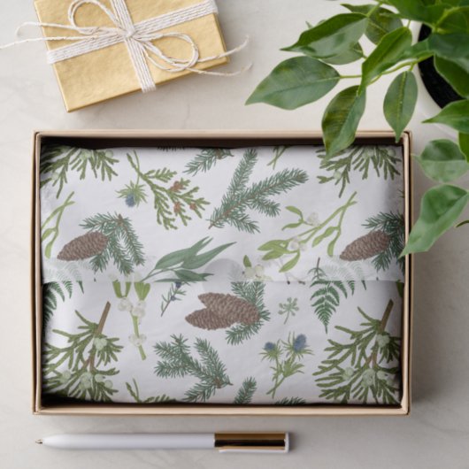 Waterverf Kerst Natuur & Bos Illustratie Tissuepapier (Geschenk)