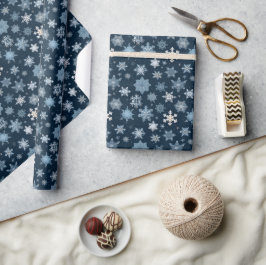 Waterverf Kerst Navy Sneeuwvlokken Cadeaupapier