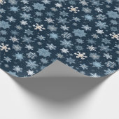 Waterverf Kerst Navy Sneeuwvlokken Cadeaupapier (Hoek)