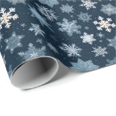 Waterverf Kerst Navy Sneeuwvlokken Cadeaupapier (Rol Hoek)