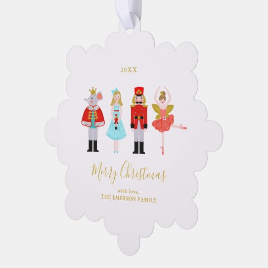 Waterverf kerst notenkraker aangepaste foto ornament kaart (Links)