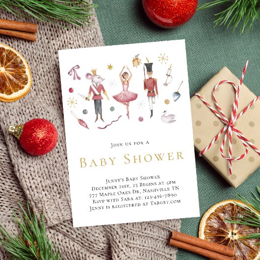 Waterverf Kerst Notenkraker Baby shower Kaart