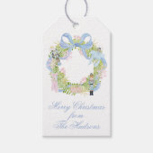 Waterverf kerst notenkraker krans cadeaulabel (Voorkant)