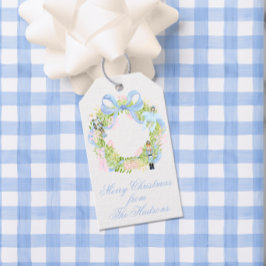Waterverf kerst notenkraker krans cadeaulabel