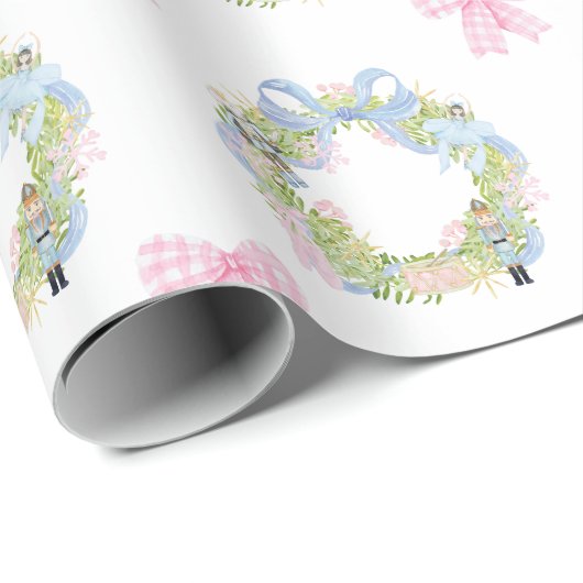 Waterverf kerst notenkraker krans cadeaupapier (Rol Hoek)