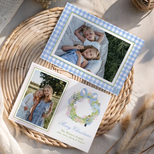 Waterverf kerst notenkraker krans foto feestdagenkaart