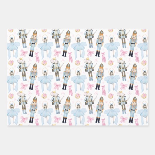 Waterverf kerst notenkraker krans inpakpapier vel (Voorkant 2)