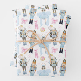 Waterverf kerst notenkraker krans inpakpapier vel