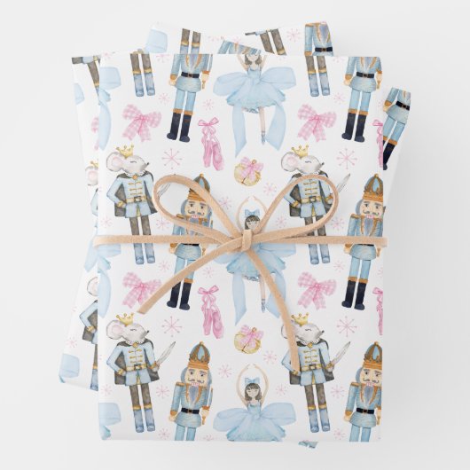 Waterverf kerst notenkraker krans inpakpapier vel (In situ)