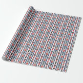 Waterverf Kerst Notenkraker Soldier Stripe Cadeaupapier (Uitgerold)