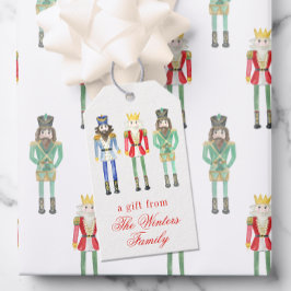 Waterverf kerst notenkrakers cadeaulabel