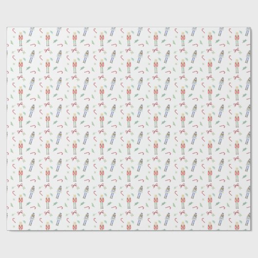 Waterverf kerst notenkrakers cadeaupapier (Vlak)