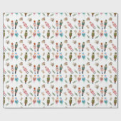 Waterverf Kerst Notenkrakers Collage Cadeaupapier (Vlak)