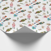 Waterverf Kerst Notenkrakers Collage Cadeaupapier (Hoek)