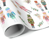 Waterverf Kerst Notenkrakers Collage Cadeaupapier (Rol Hoek)