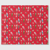 Waterverf Kerst Notenkrakers Collage Cadeaupapier (Vlak)