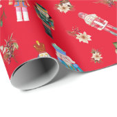 Waterverf Kerst Notenkrakers Collage Cadeaupapier (Rol Hoek)