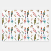 Waterverf Kerst Notenkrakers Collage Inpakpapier Vel (Voorkant)