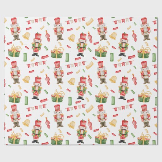 Waterverf Kerst Notenkrakers en Decoraties Cadeaupapier (Vlak)