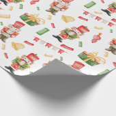 Waterverf Kerst Notenkrakers en Decoraties Cadeaupapier (Hoek)