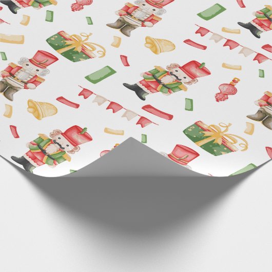 Waterverf Kerst Notenkrakers en Decoraties Cadeaupapier (Hoek)