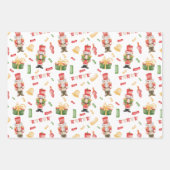 Waterverf Kerst Notenkrakers en Decoraties Inpakpapier Vel (Voorkant)