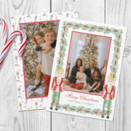 Waterverf Kerst Notenkrakers & Garland Foto Feestdagenkaart