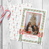 Waterverf Kerst Notenkrakers & Garland Foto Feestdagenkaart