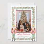 Waterverf Kerst Notenkrakers & Garland Foto Feestdagenkaart (Voorkant)