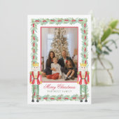 Waterverf Kerst Notenkrakers & Garland Foto Feestdagenkaart (Staand voorkant)