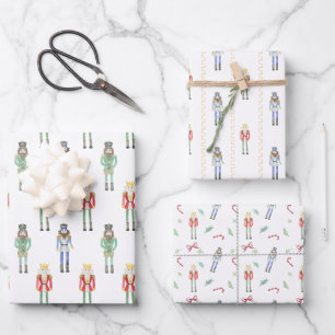 Waterverf kerst notenkrakers inpakpapier vel