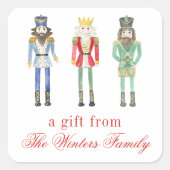 Waterverf kerst notenkrakers vierkante sticker (Voorkant)