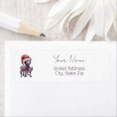 Waterverf Kerst Octopus met een kerstmuts Etiket (Insitu)