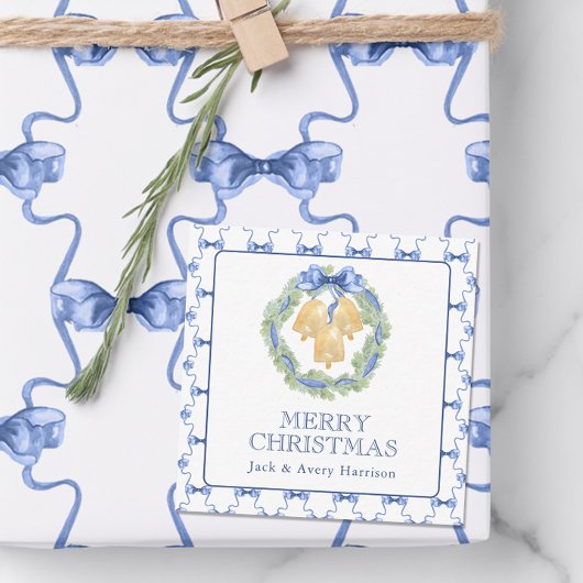 Waterverf kerst of bruiloft klokken behuizing notitiekaartje