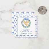 Waterverf kerst of bruiloft klokken behuizing notitiekaartje (Voorkant / Achterkant in situ)