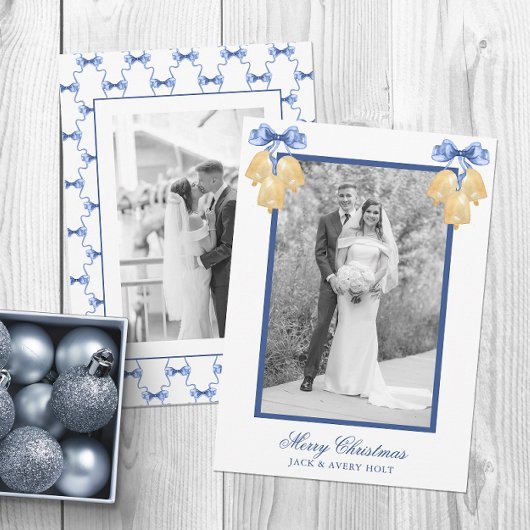 Waterverf kerst of bruiloft klokken foto feestdagenkaart